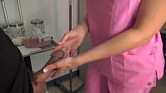 Blonde Nurse Gives A Handjob To Her Patient